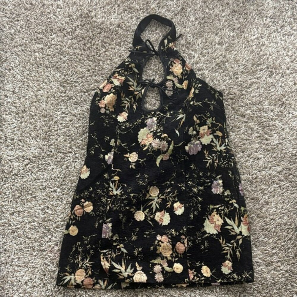 Cider Black Floral Mini Dress